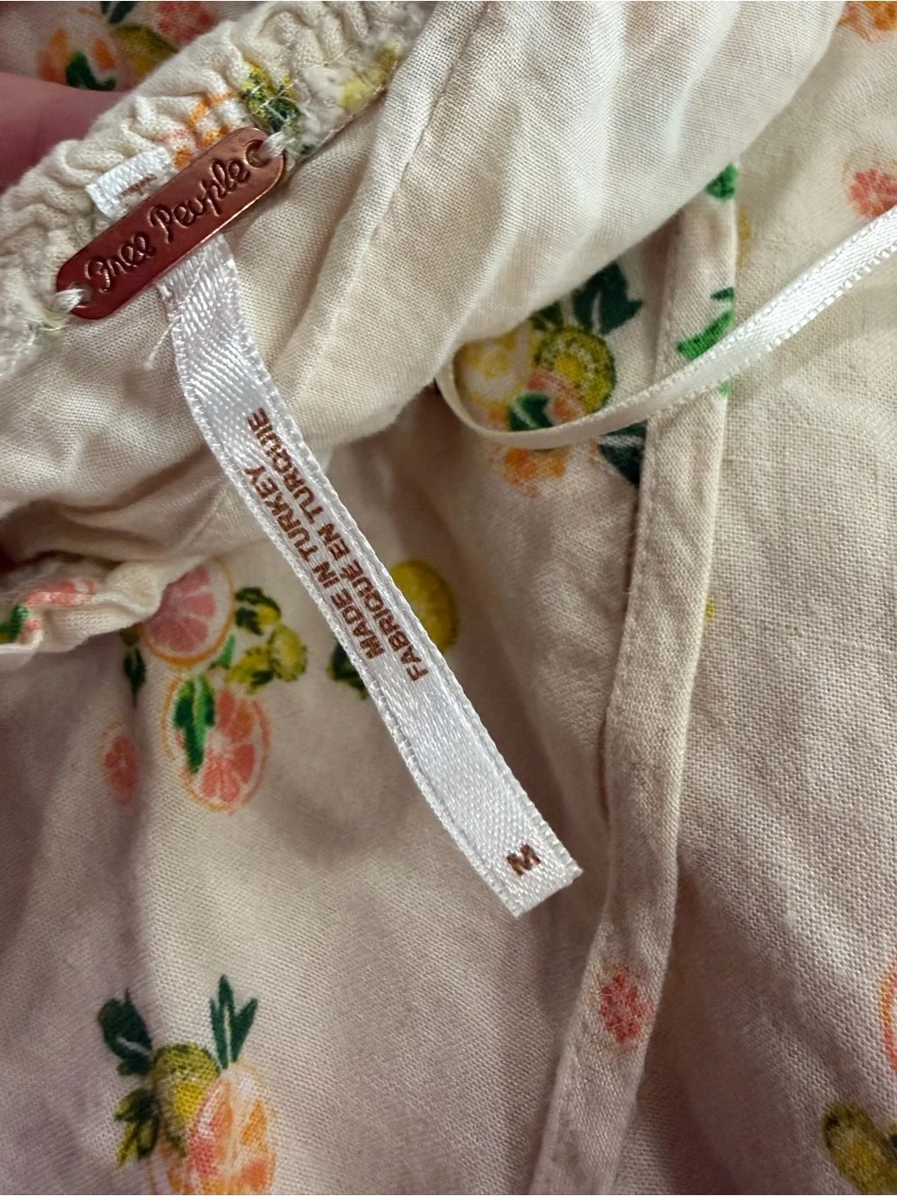 Free People Like A Lady Mini Dress Linen Blend Fruit Floral
